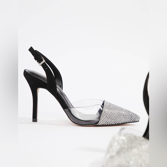 ALDO Sywiel black embellished pointed toe slingback heels - Picture 4 of 6